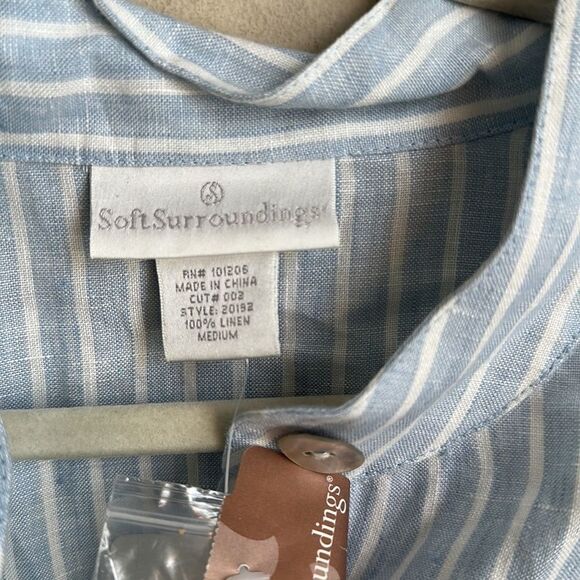 Soft Surroundings Striped Linen Shirt Dress S - Picture 7 of 7